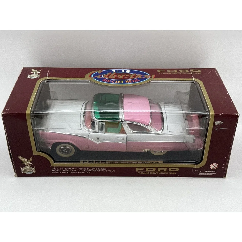 Road Legends 1:18 Ford Fairlane Crown Victoria Diecast Model Car Pink/White